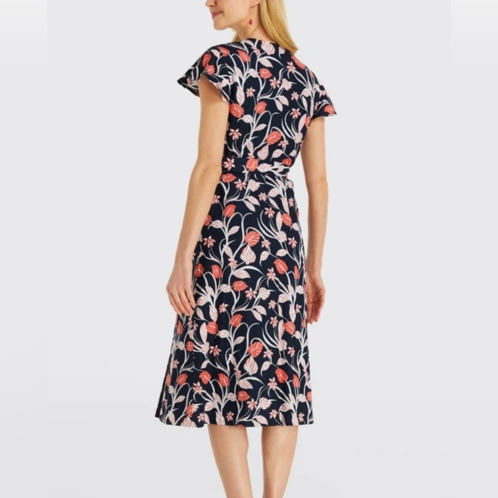 DRAPER JAMES MULTICOLORED LINEN WRAP DRESS SIZE 12 - Picture 2 of 6